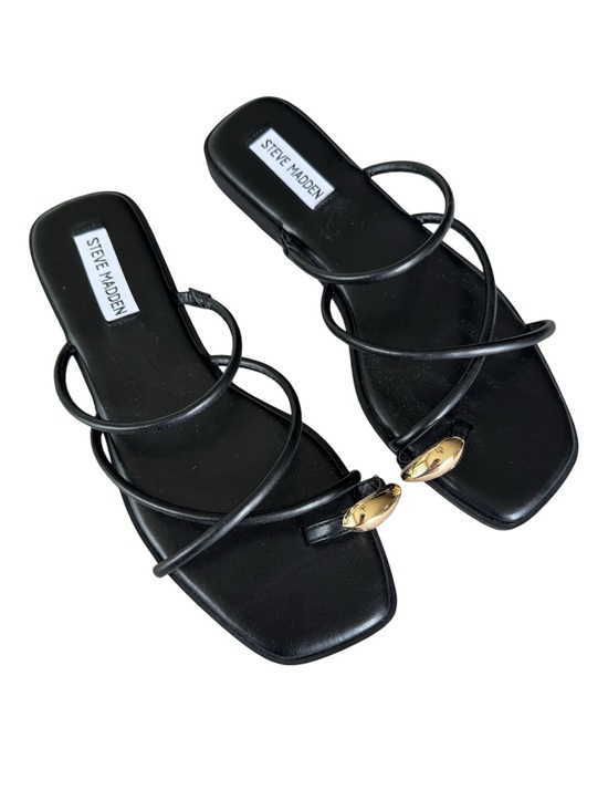 Steve Madden Shoes - Steve Madden Anine Black Gold Toe Ring Slides Sandals Size 8.5
